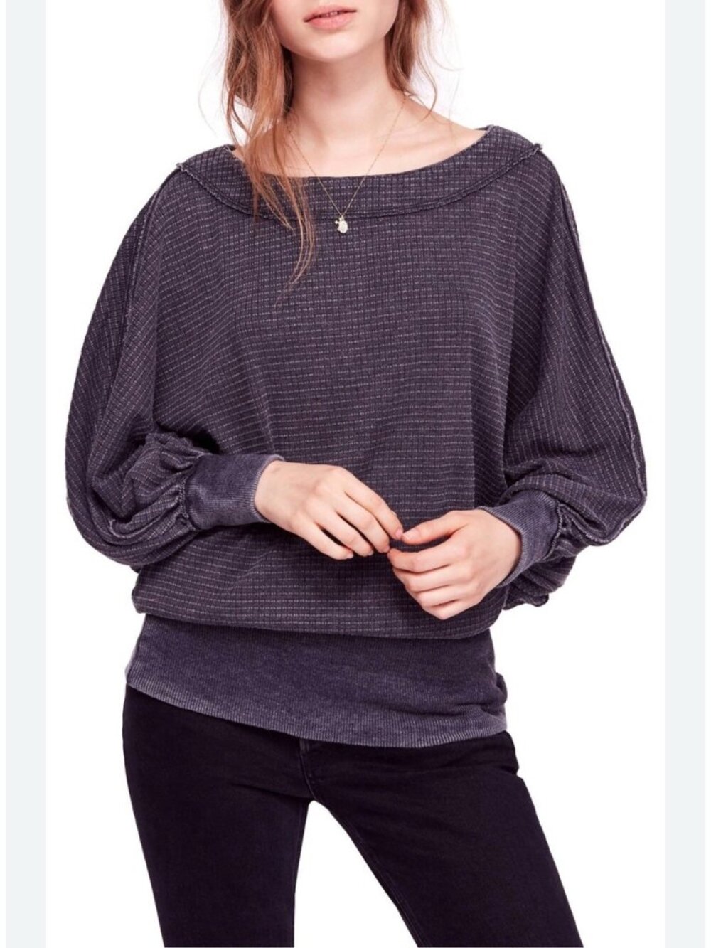 Free People We The Free Willow Gray Thermal Top Sz L